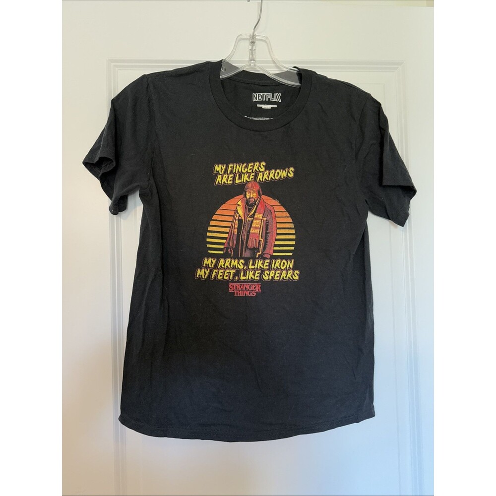 Stranger Things Murray Bauman "My Fingers" Black T-Shirt YOUTH LARGE